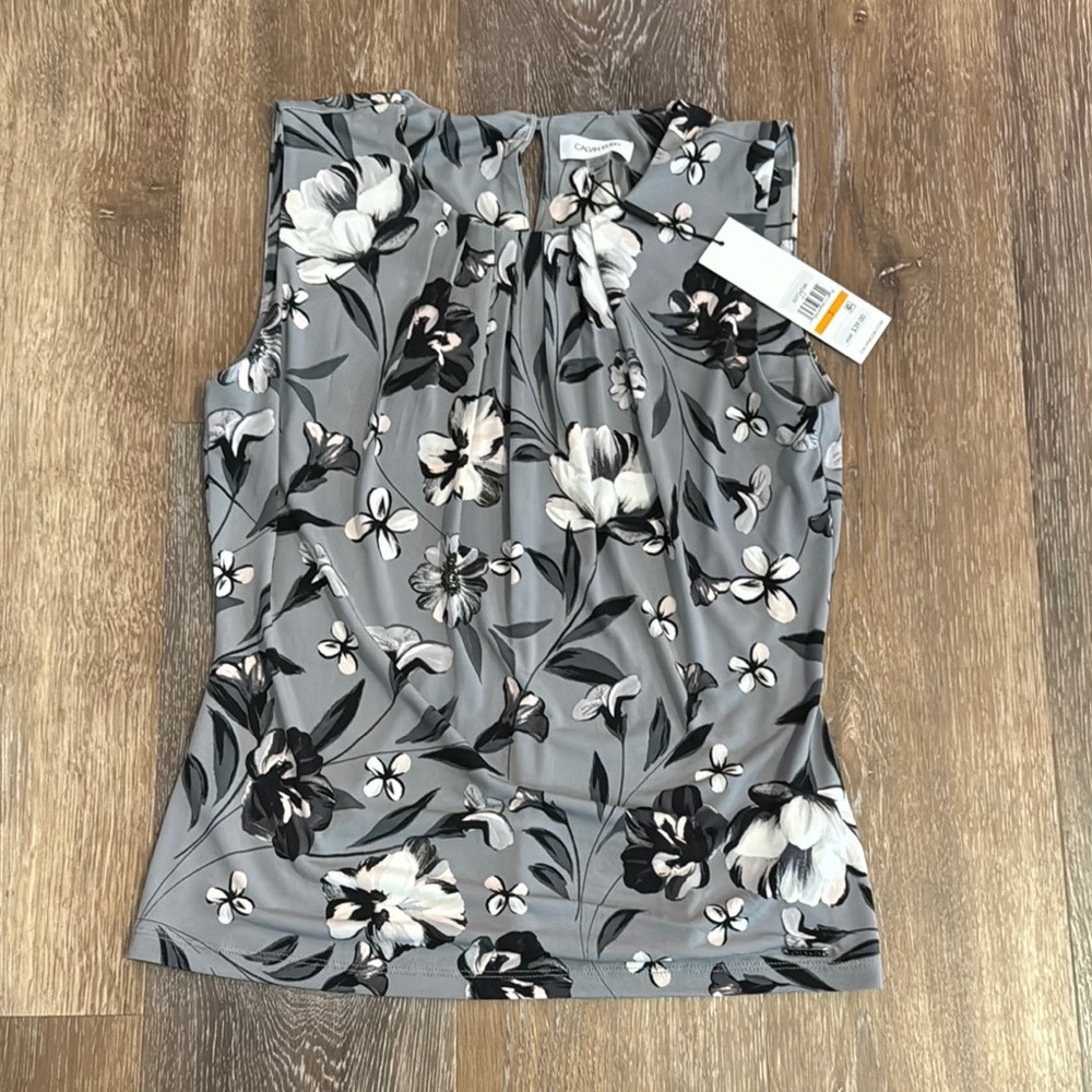 Floral Gray Sleeveless Top
